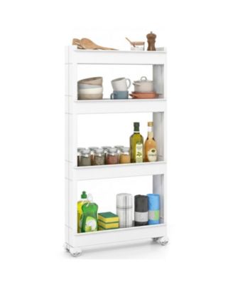 4-Tier Multifunctional Slim PP Storage Trolley with Ventilated Trays