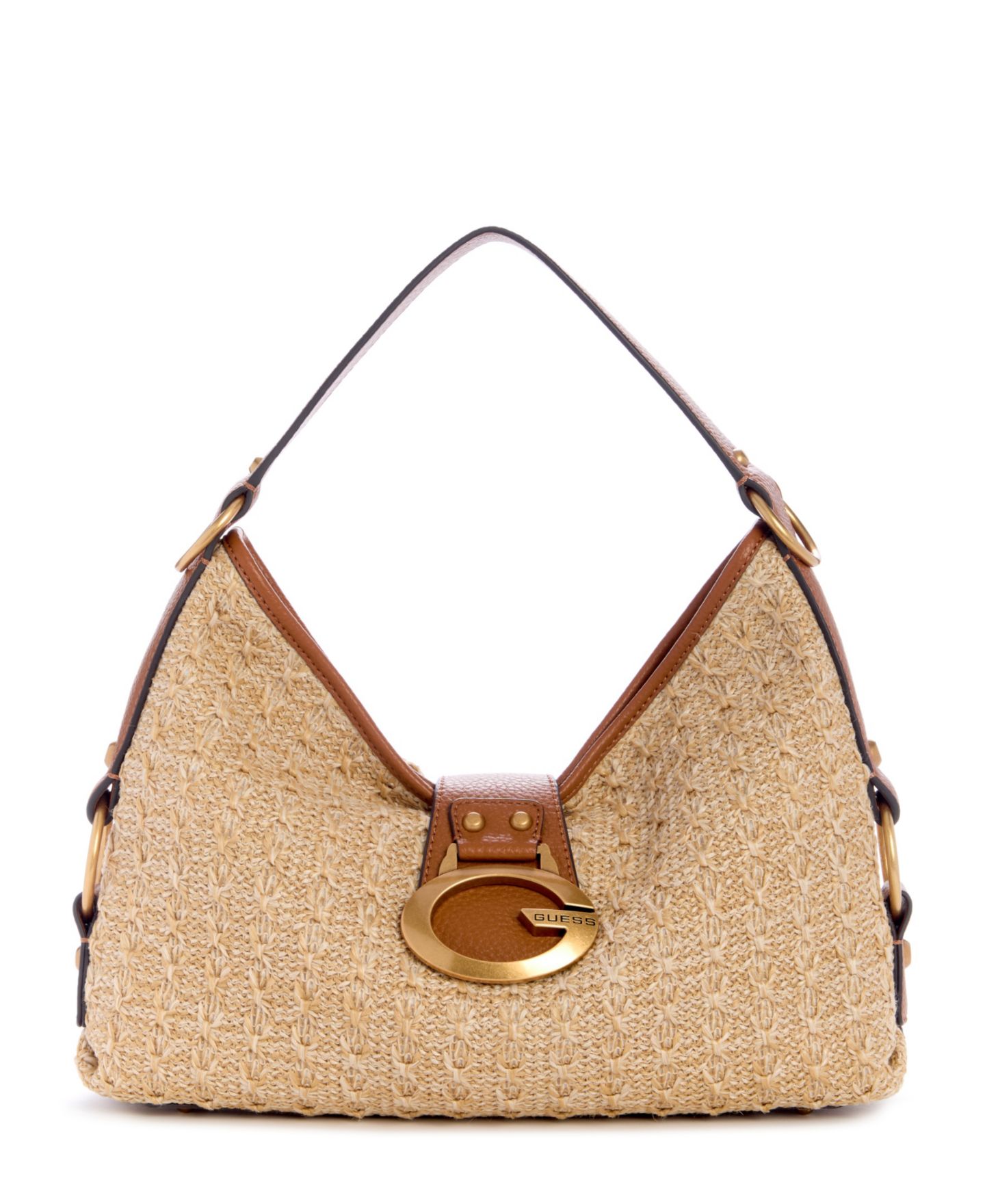 Женская сумка GUESS Camden Shoulder Handbag, цвет: Коричневый / Натуральный — фото 1