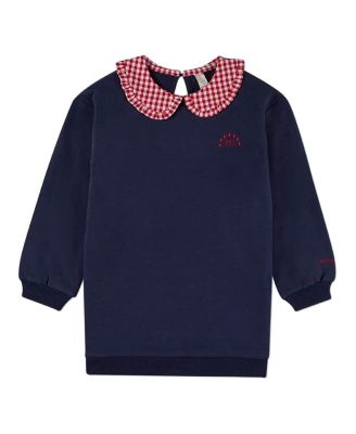 Child Gingham Ruffled Collar Sweatshirt Dress