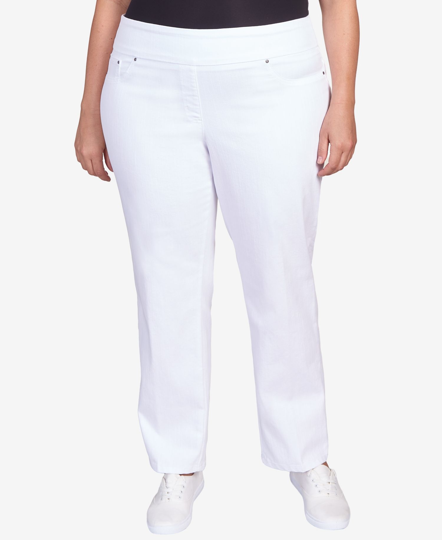 Plus Size Mid-Rise Pull-On Jeans