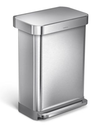 55 Liter Rectangular Kitchen Trash Can with Liner Pocket
