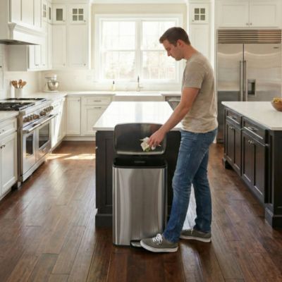 13 Gal./50 Liter Rectangular Stainless Steel Step-on Trash Can for Kitchen