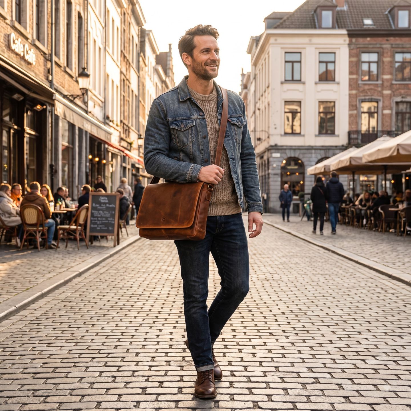 Сумка Aaron Leather Goods Messenger, цвет: Коричневый — фото 1