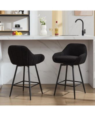 Set of 2 26" Swivel Counter Stools, Sherpa Fabric for Island