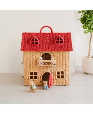 Amy Handcrafted Rattan Dollhouse Tote with Top Handle - Wicker