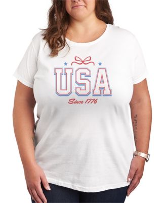 Plus Size Instant Message USA Bow Short-Sleeve Graphic T-Shirt
