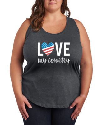 Plus Size Instant Message Love My Country Racerback Graphic Tank Top