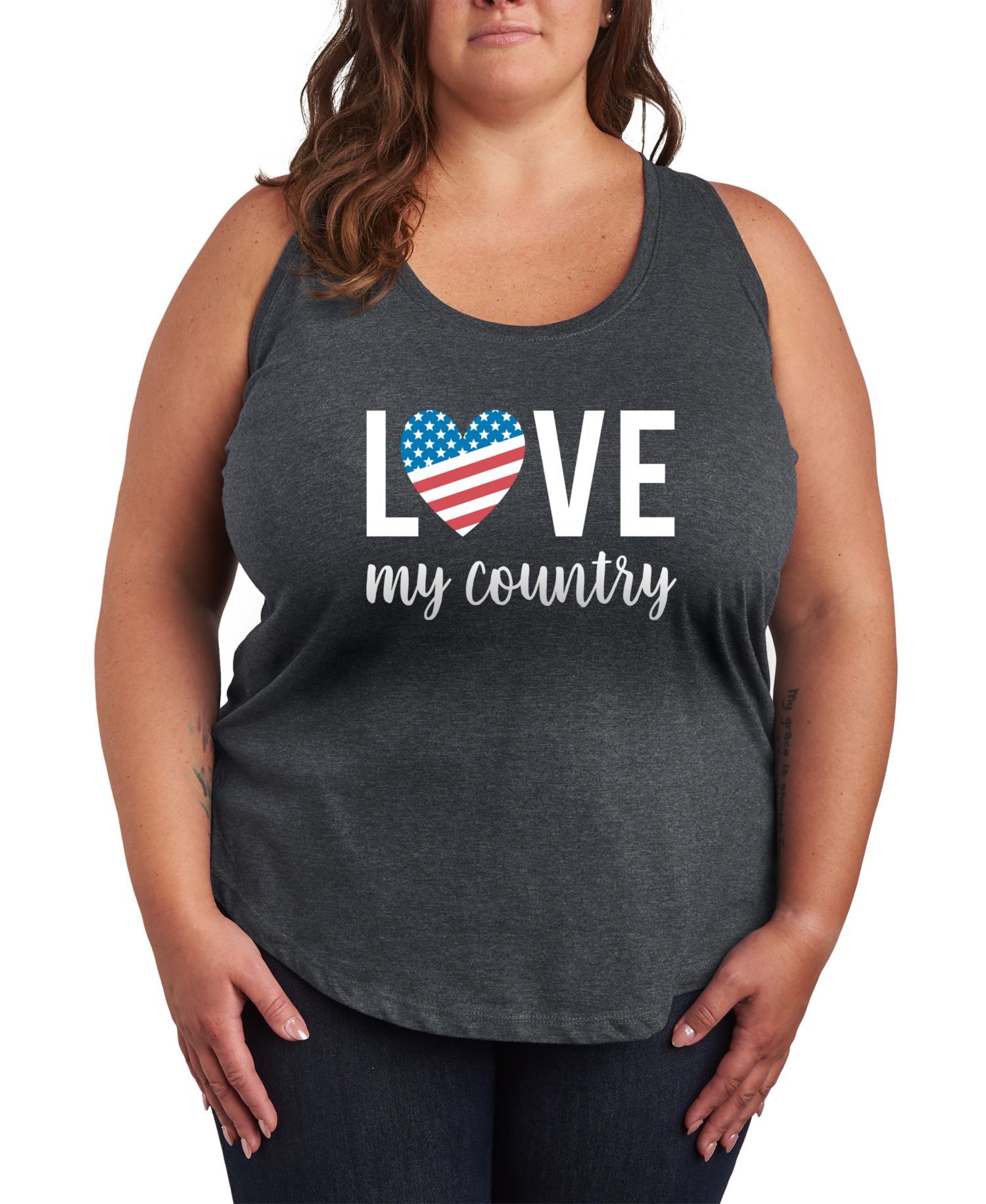 Plus Size Instant Message Love My Country Racerback Graphic Tank Top