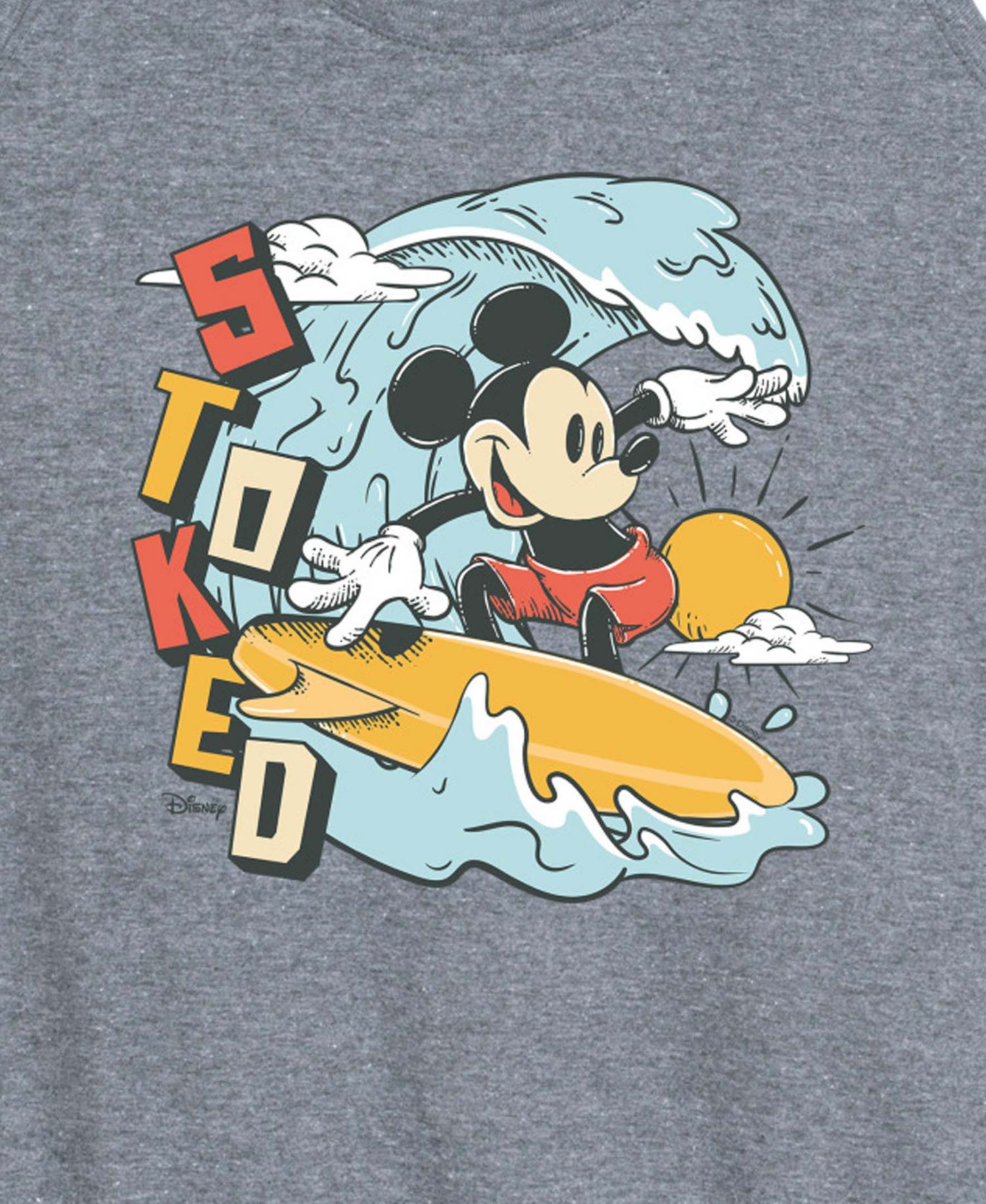 Plus Size Disney Mickey Surfing Stoked Racerback Graphic Tank Top
