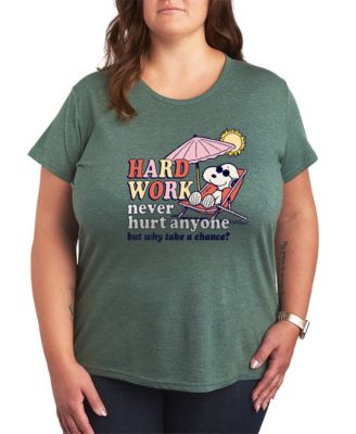 Plus Size Peanuts Hard Work Short-Sleeve Graphic T-Shirt