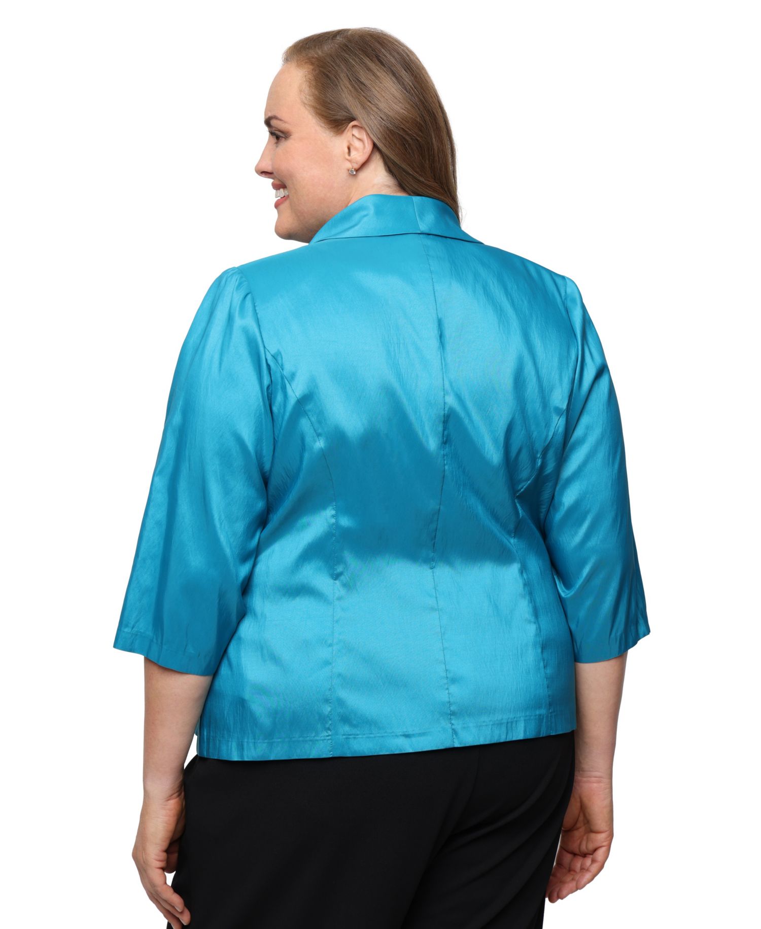 Plus Size Collar Detail Back Zipper Blouse