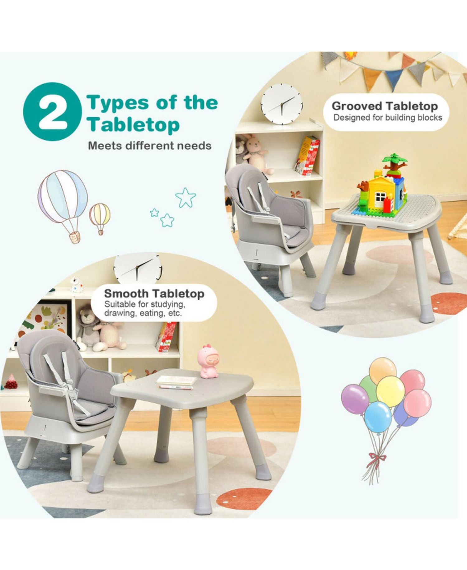Baby 8-in-1 Convertible High Chair with Removable Tray