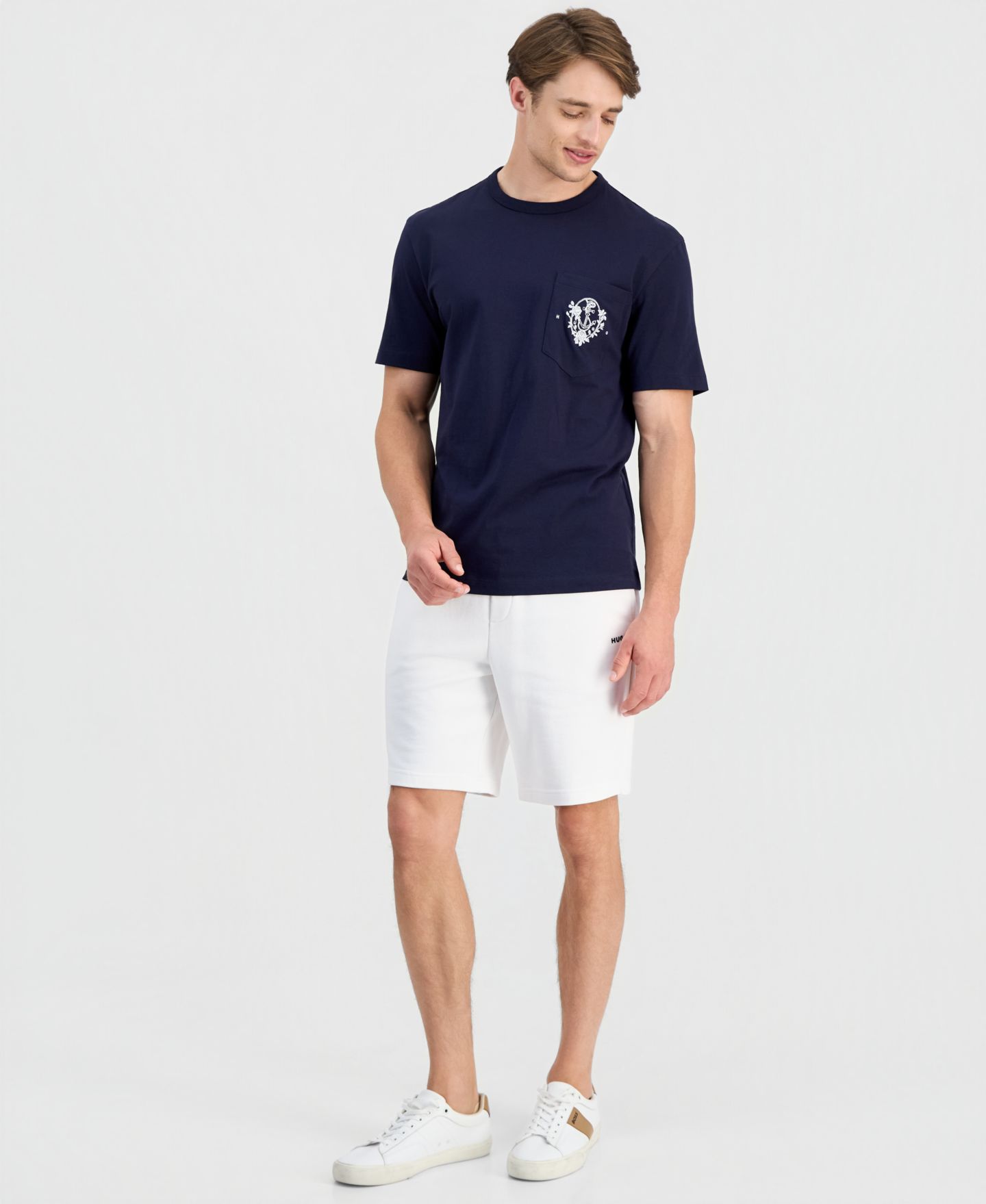 Мужская футболка Hugo Boss HUGO Durstee Crewneck Graphic, цвет: Тёмный синий — фото 2