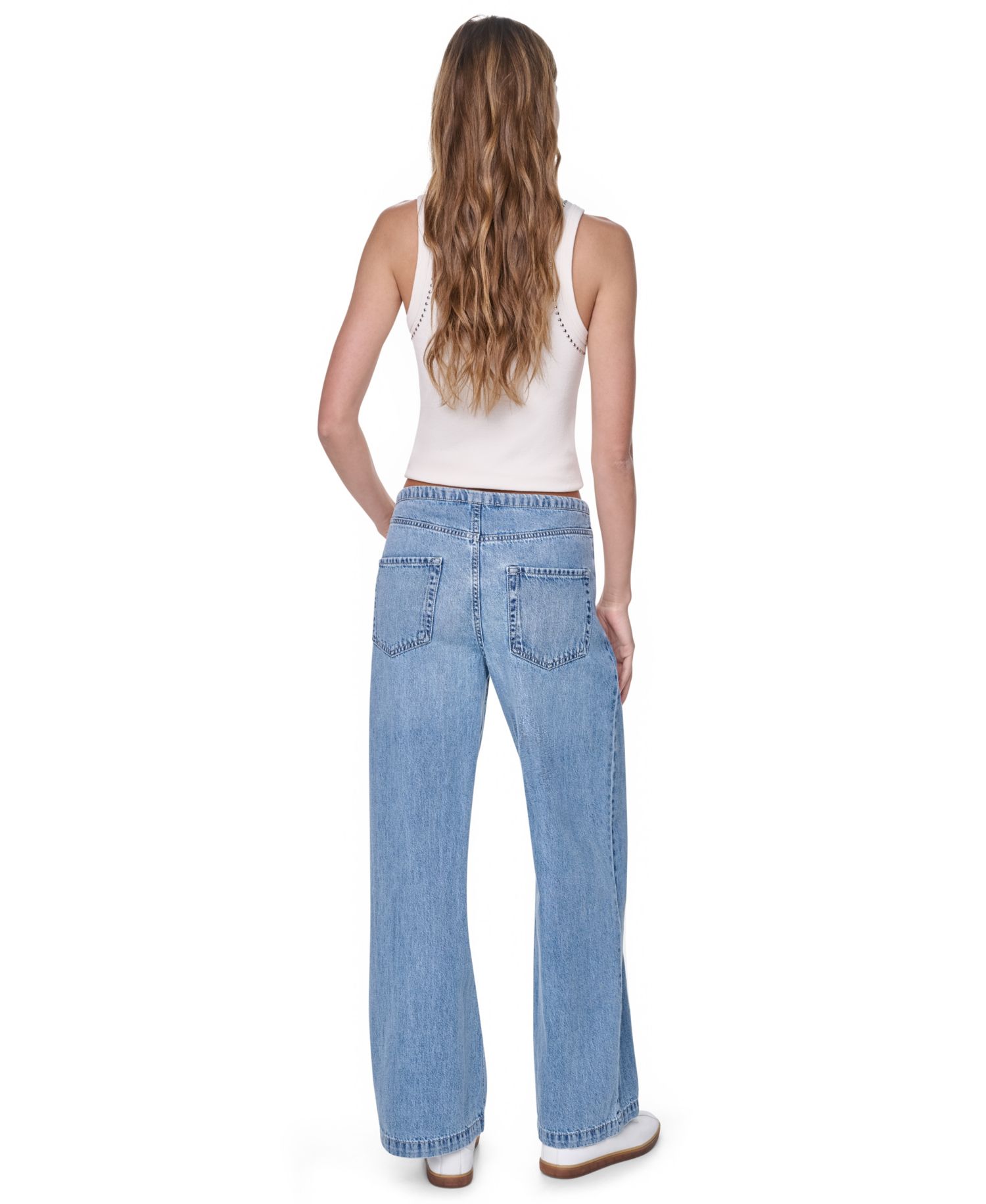 Petite Mid-Rise Drawstring Relaxed Fit Jeans