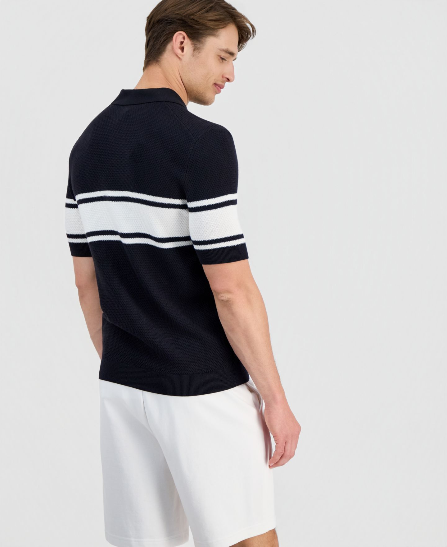 Мужское поло Hugo Boss HUGO by Sholton Colorblock Zipper Polo Shirt, цвет: Тёмный синий — фото 4