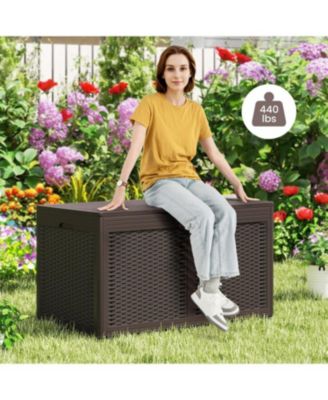 100 Gallon Resin Deck Box Outdoor Waterproof Storage Bench