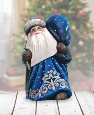 Woodcarved and Hand Painted Santa Midnight Yuletide Chorus with Bag Figurine