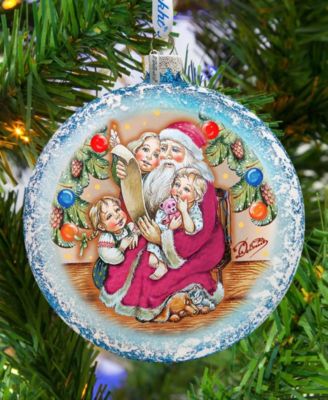 Santa List Circle Glass Ornament