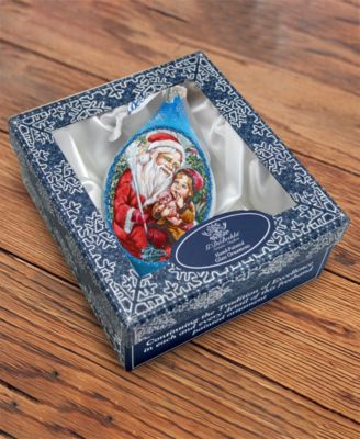 Teddy Bear Santa Drop Glass Ornament