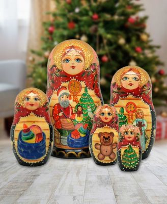 Night Before Christmas 5 Piece Russian Matryoshka Nested Doll