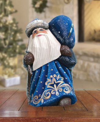 Woodcarved Hand Painted Raising Star Santa Figurine