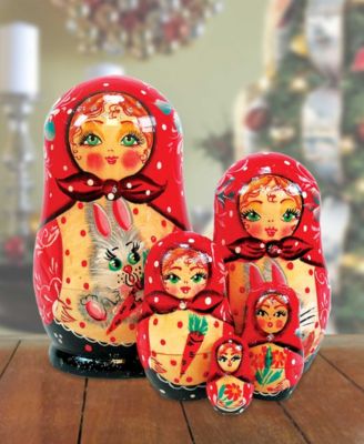 5 Piece Bunny Russian Matryoshka Nested Doll Set