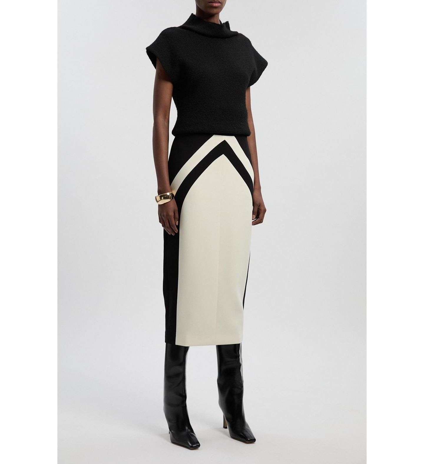 Женская юбка Karen Millen Colour Block Pencil Midi, цвет: Mono — фото 6
