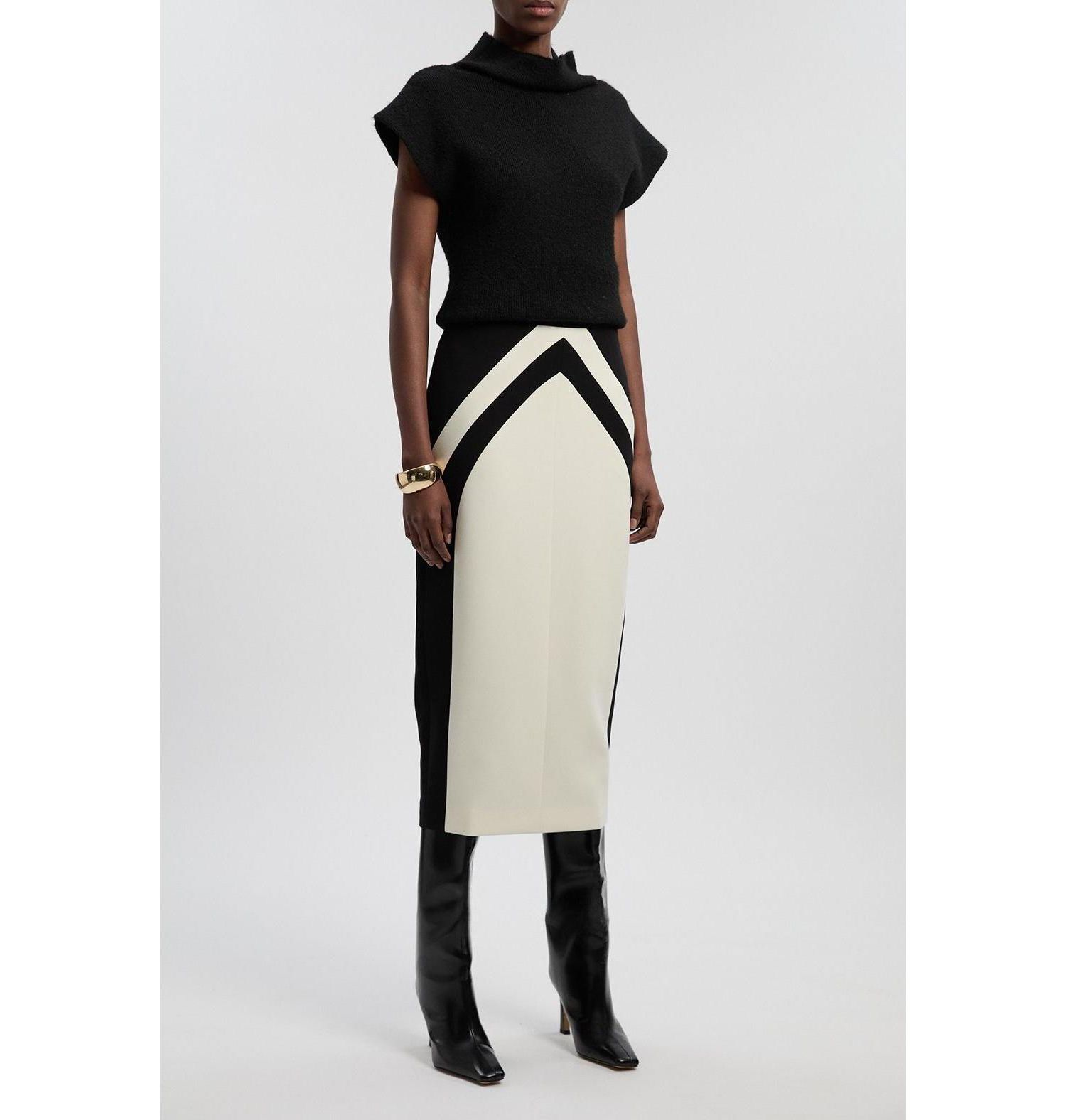 Women's Colour Block Pencil Midi Skirt