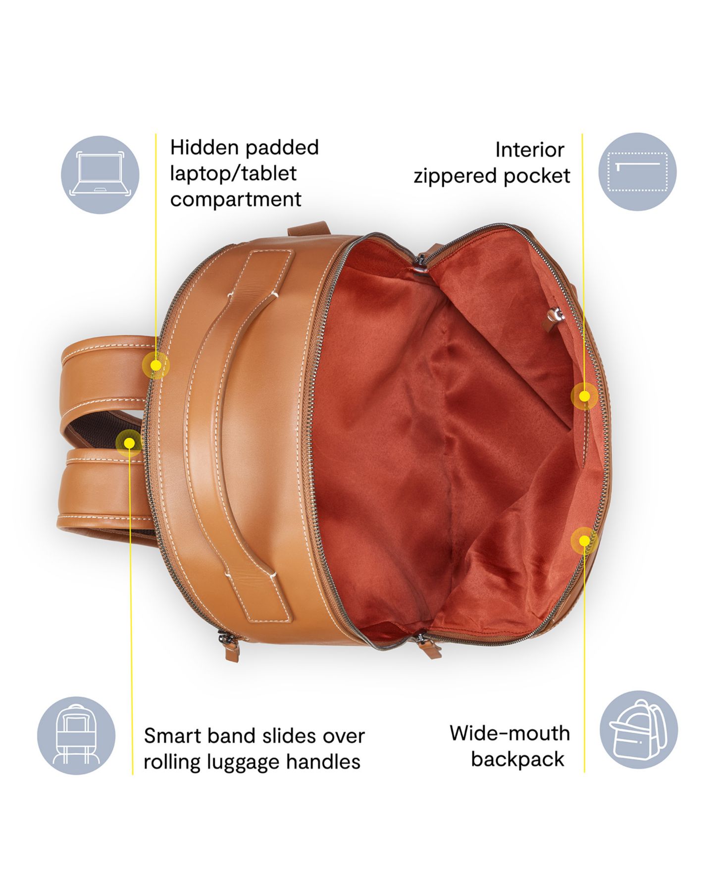 Рюкзак Delsey Paris Chatelet 17" Leather, цвет: Коньячный — фото 3