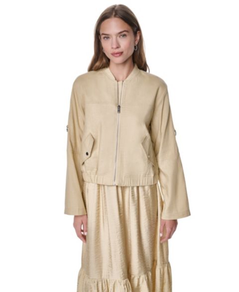 Женские куртки DKNY Women's Roll Tab Linen Bomber Jacket