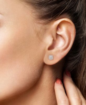 Diamond Square Cluster Stud Earrings (1/2 ct. t.w.) in Sterling Silver