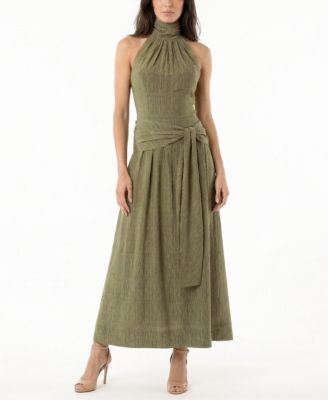 Women's Textured Drop Waist Halter Neck Dress