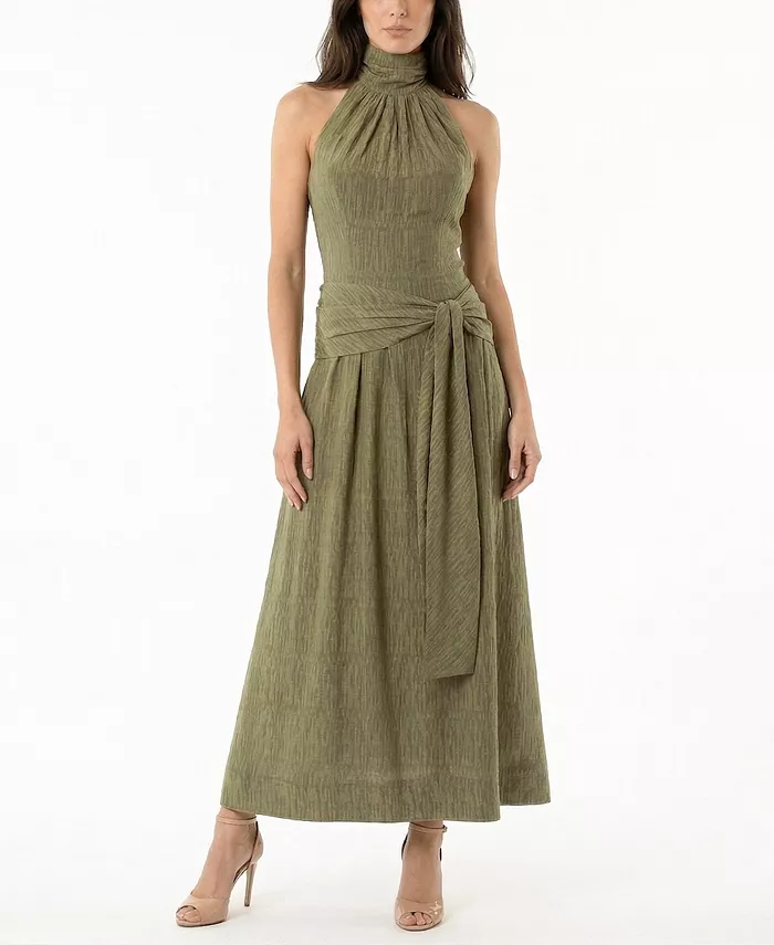 Women's Textured Drop Waist Halter Neck Dress