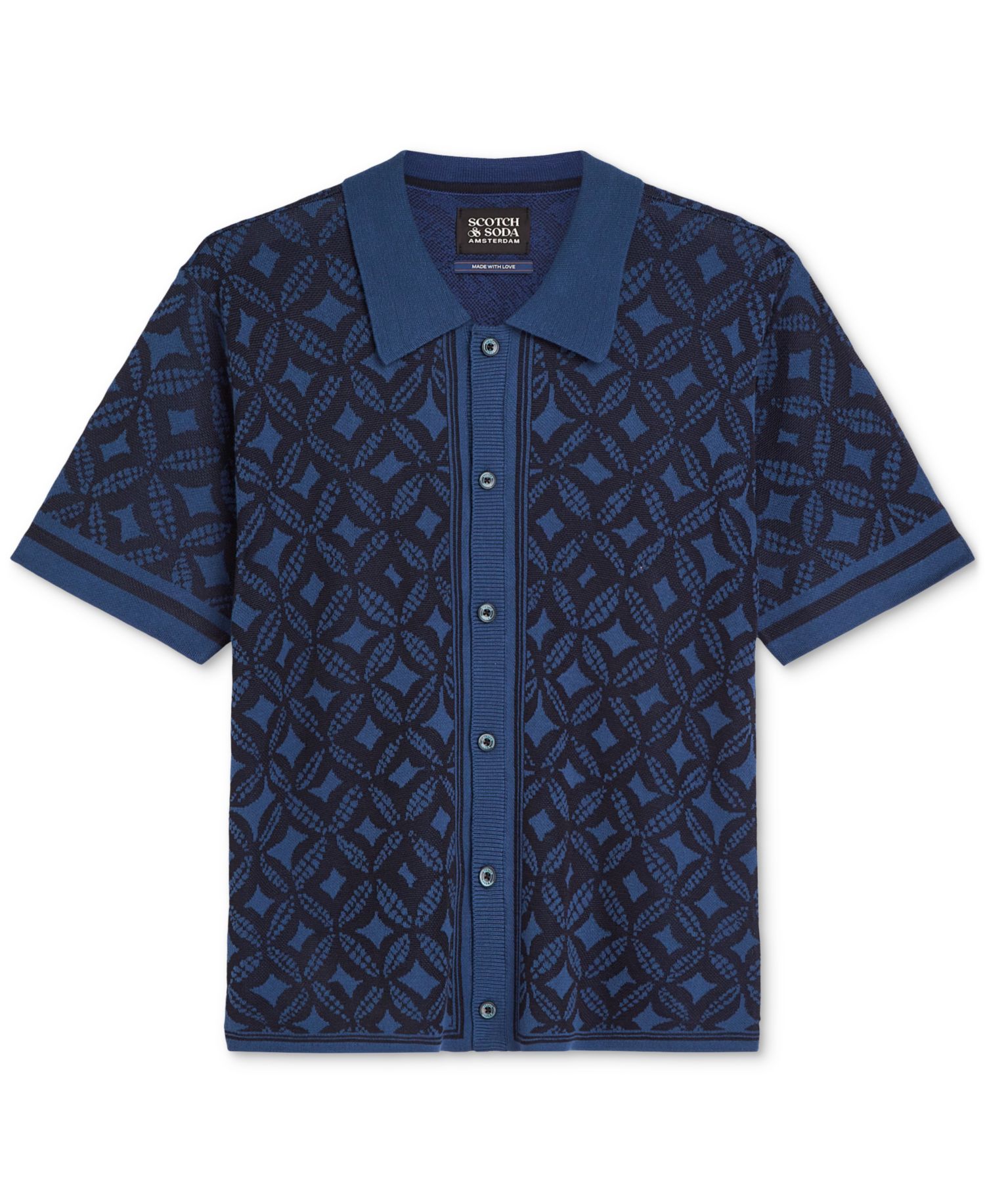Men's Jacquard Knitted Short-Sleeve Shirt