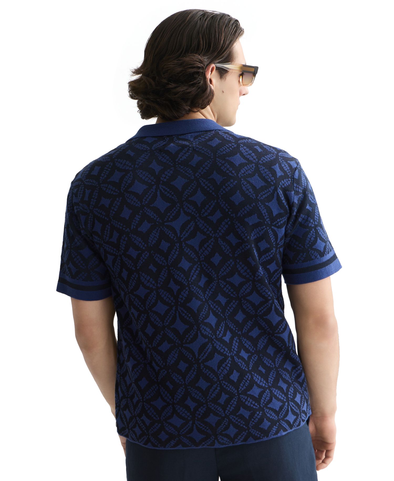 Men's Jacquard Knitted Short-Sleeve Shirt