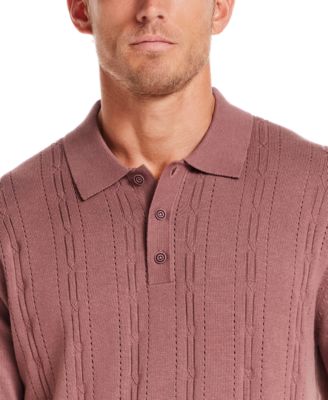 Men's Regular-Fit 100% Cotton Pointelle Sweater-Knit Polo Shirt 