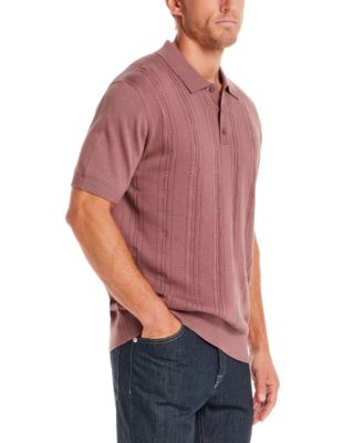 Men's Regular-Fit 100% Cotton Pointelle Sweater-Knit Polo Shirt 