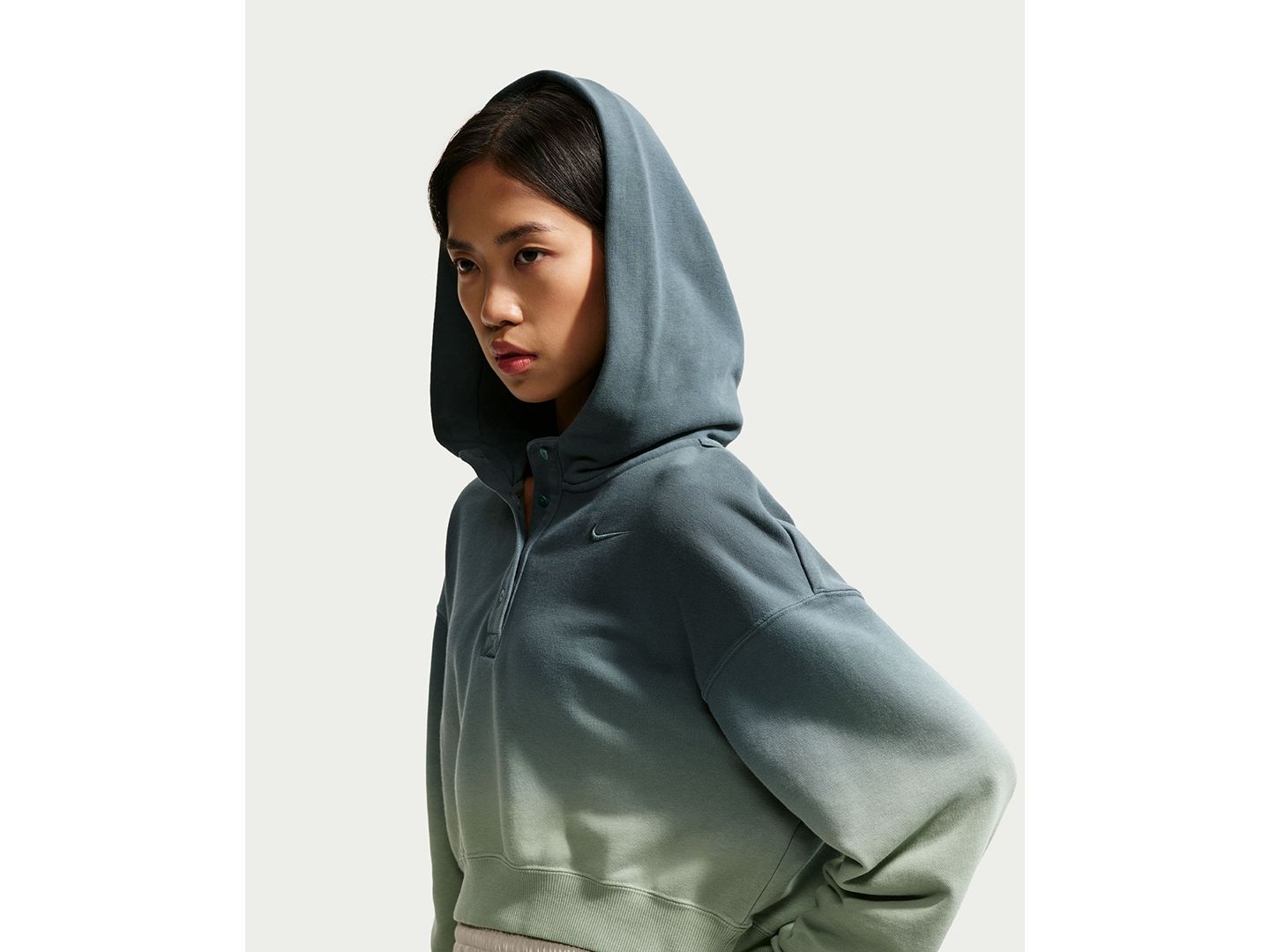 Женское худи Nike Sportswear Phoenix Fleece Oversized Henley, цвет: Синий — фото 15