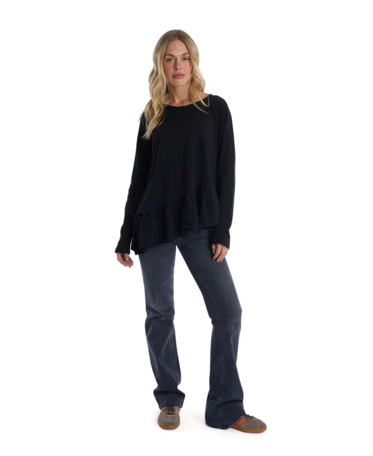 Женский топ WILT Clothing Raglan Long Sleeve Asymmetric Peplum, цвет: Тёмный инжирный — фото 6