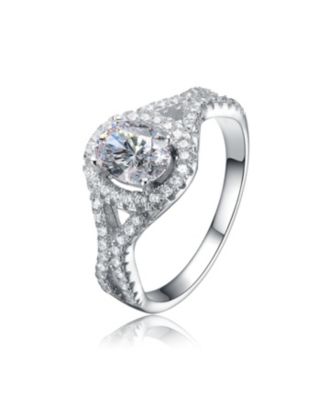 Elegant White Gold Plated Mounted Radiant CZ Solitaire Ring