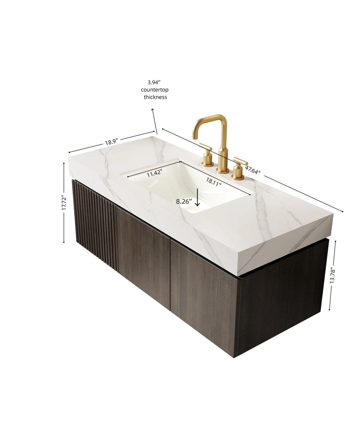 Sillysis Bathroom Vanity with Carrara Sintered Stone Top, Ceramic Undermount Sink, Soft Close Cabinet