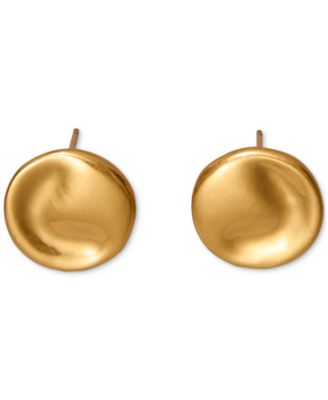 Donna Karan Worn 24k Gold Plated Wave Coin Stud Earrings - Gold 75$