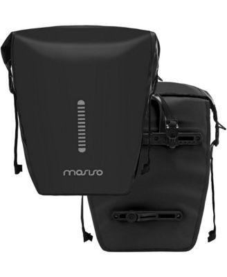 Bike Panniers 2 Pack, 18L Waterproof Rear Rack Bicycle Bags with Roll Top Closure, Reflective Strips and Shoulder Strap for Commuting Travel