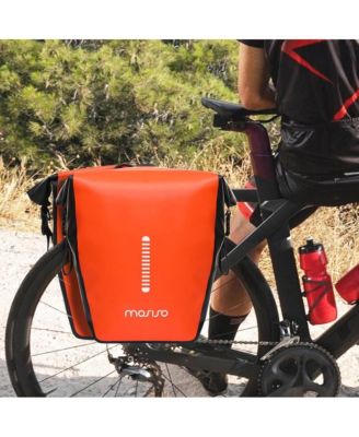 Bike Panniers 2 Pack, 18L Waterproof Rear Rack Bicycle Bags with Roll Top Closure, Reflective Strips and Shoulder Strap for Commuting Travel