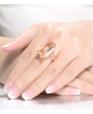 Sterling Silver 18K Rose Gold Plated Radiant CZ Cocktail Ring