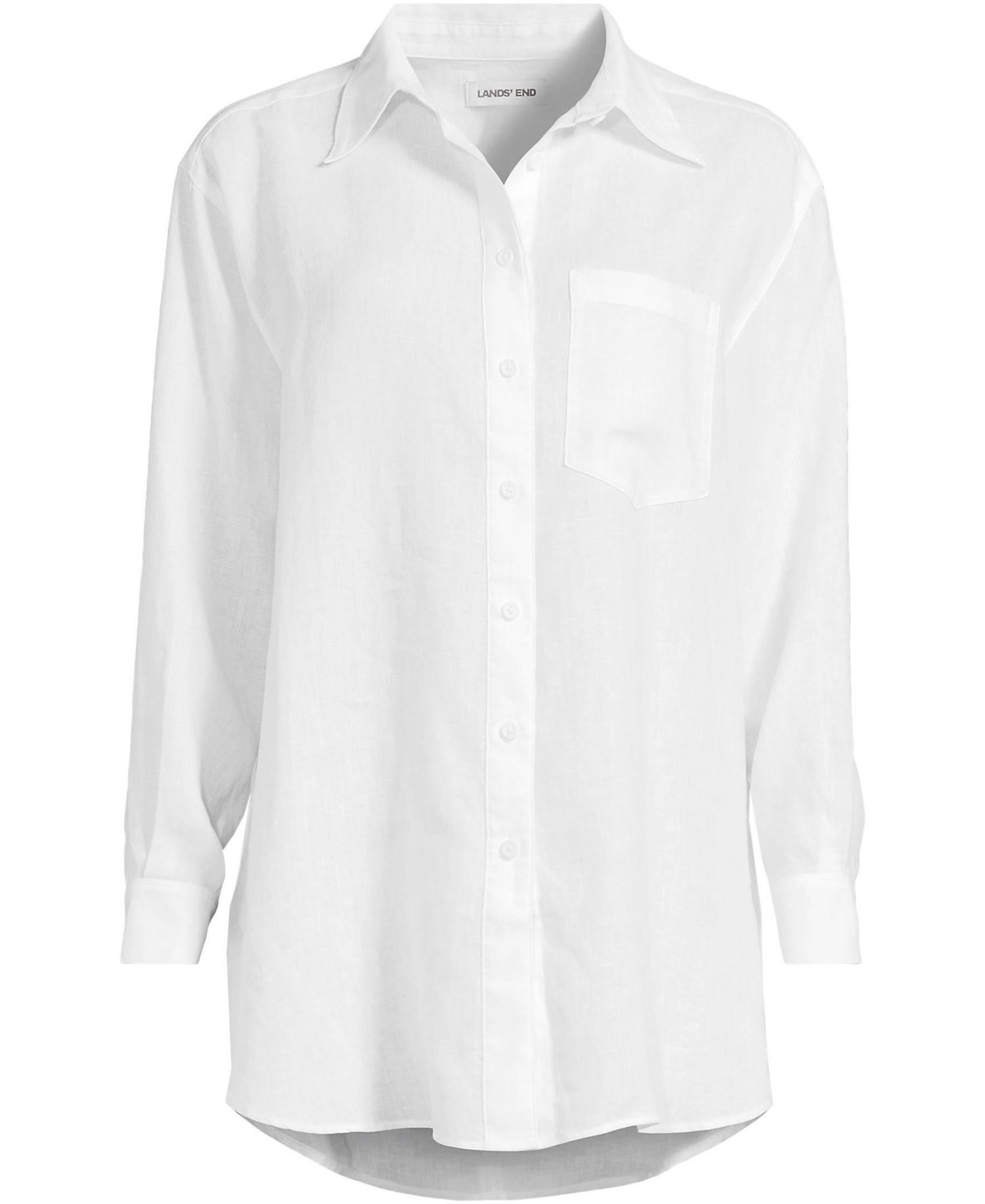 Plus Size Linen Oversized Button Front Shirt