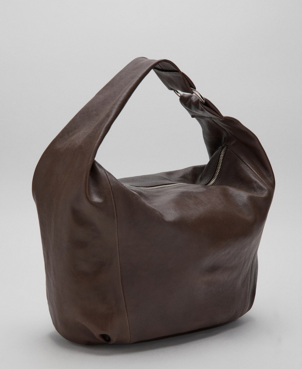 Mango Women's Metallic Detail Leather Sack-Style Bag