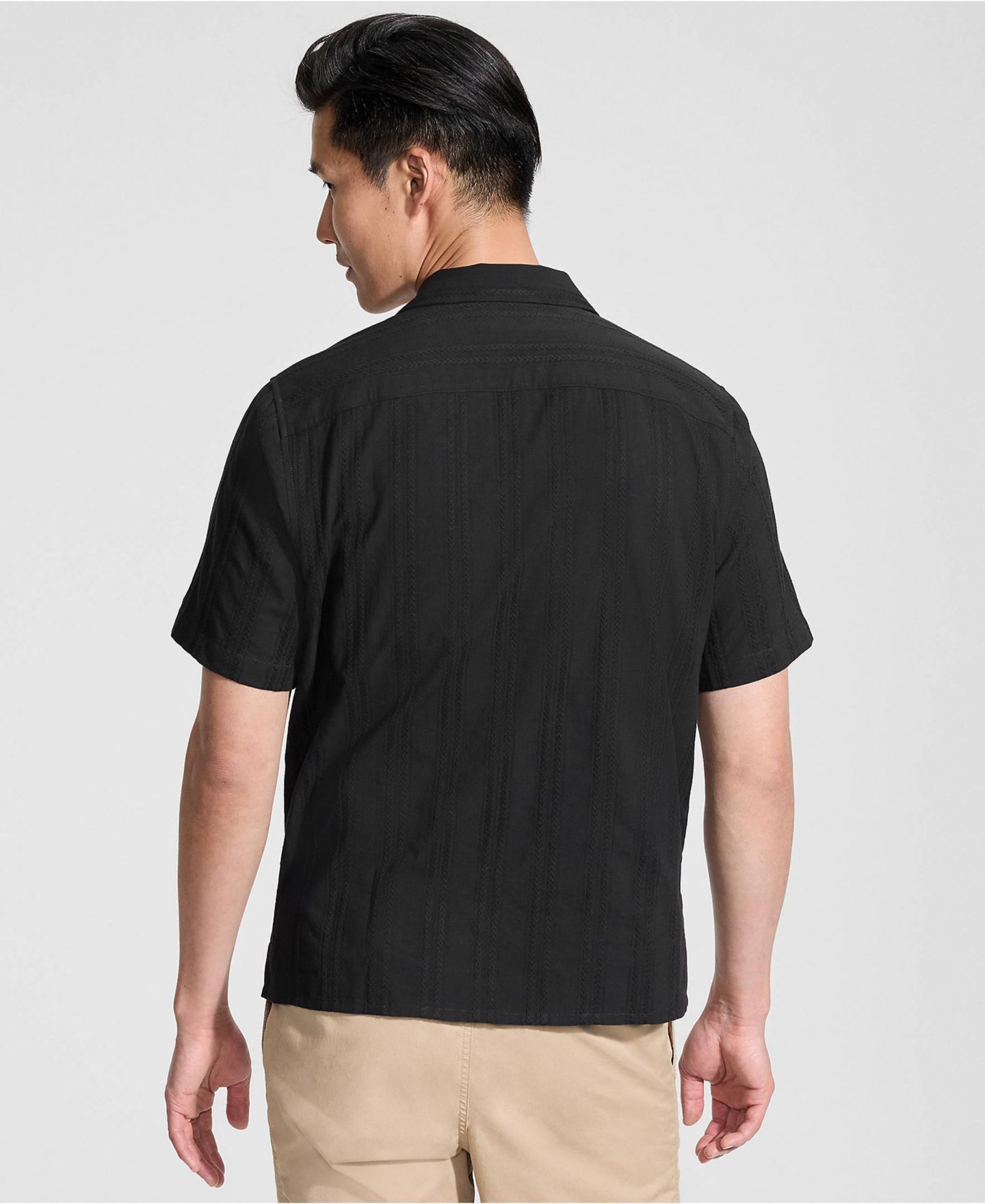 Мужская рубашка Lands' End Short Sleeve Camp Collar Hawaiian, цвет: Чёрный — фото 2