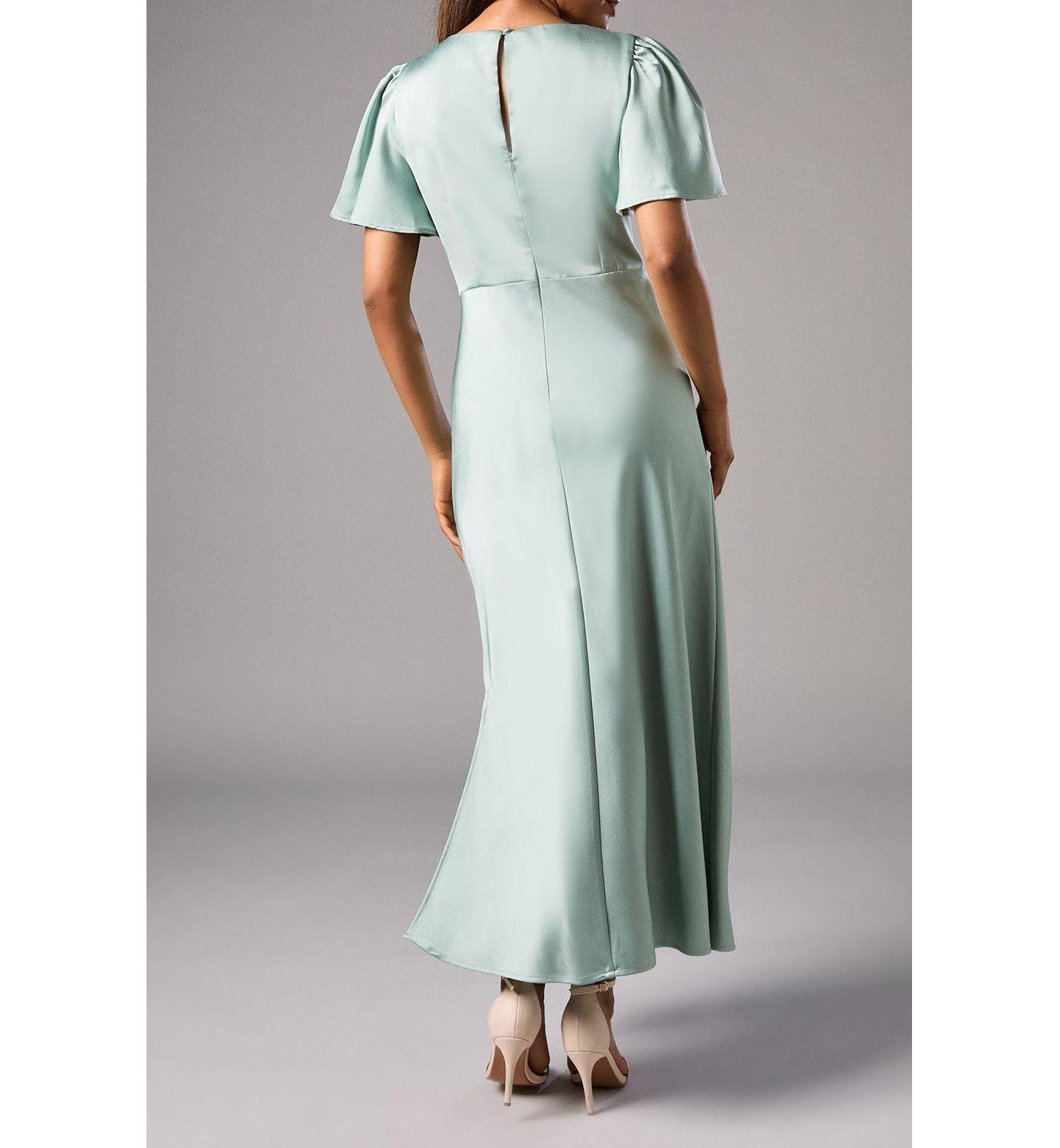 Женское платье Oasis Angel Sleeve Midi Bridesmaid, цвет: Шалфейный — фото 6
