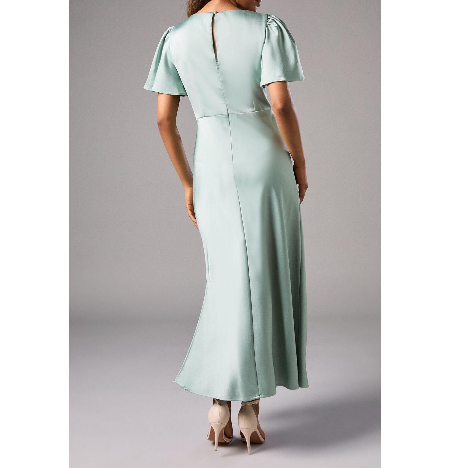 Women's Angel Sleeve Midi Bridesmaid Dress